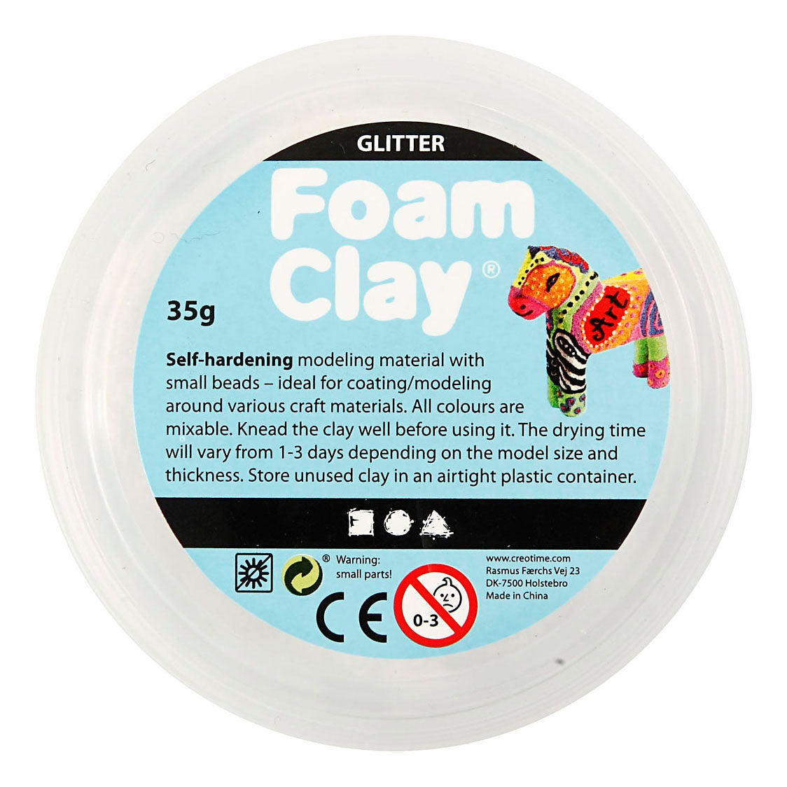 Foam Clay ®, Glitzer, weiß, 35 gr 1 Box