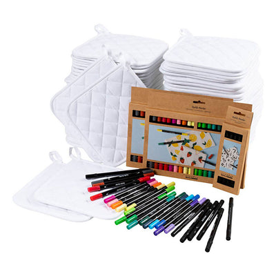 Creativ Company Group Set Topflappen mit Markern, schwarz, weiß, 1 Set