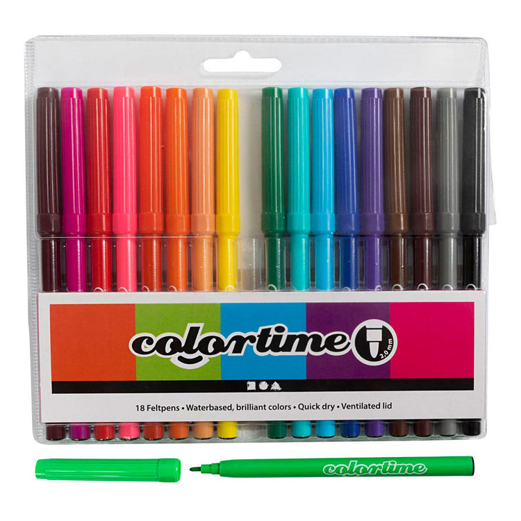 Colortime-Marker, Strichstärke 2 mm, verschiedene Farben, 18 Stück, 1 Box