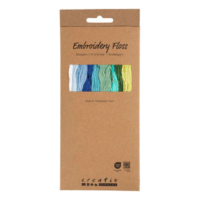 Creativ Company Stickgarn, Stärke 1 mm, Blau-Grün-Harmonie, 10x8 m 1 Box