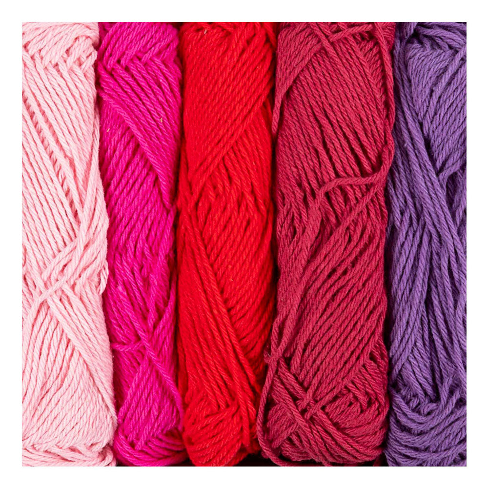 Creativ Company Baumwollgarn, Größe 8 4, L: 5x50 m, Lila-Rosa-Harmonie, 5x20 g 1 Box