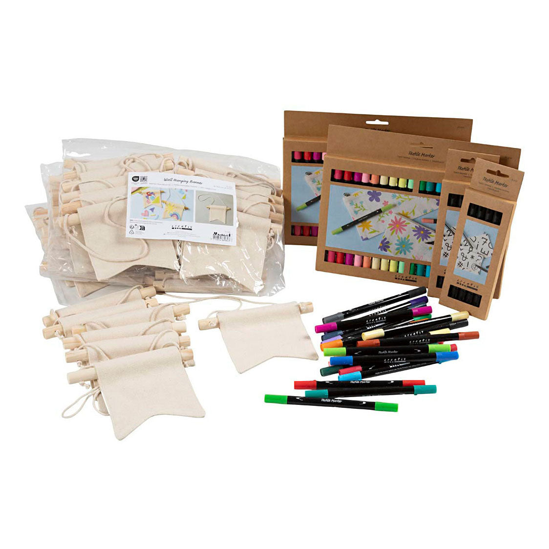 Creativ Firmengruppen-Set Banner selbst malen, Größe 10,5x12 cm, Strichstärke 2,3 + 3,6 mm, verschiedene Farben, 60 Stück, 1 Box