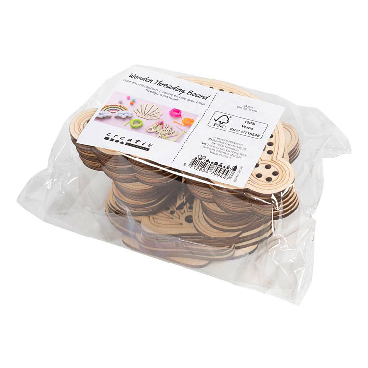 Creativ Company Holzform mit Löchern, Regenbogen, Muschel, Schmetterling, Größe 7,5-13 cm, 24 Stück 1 Box