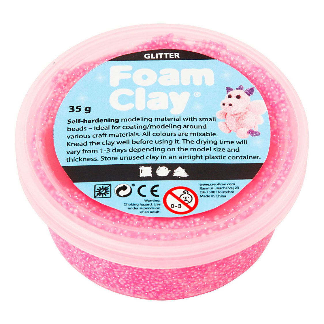 Foam Clay ®, Glitzer, rosa, 35 gr 1 Box