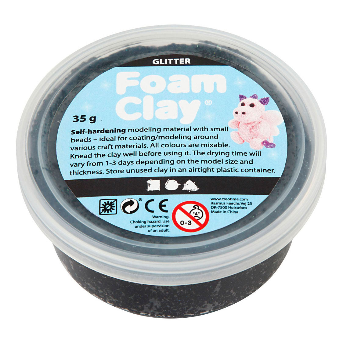 Foam Clay®, schwarzer Glitzer, 35 g, 1 Box