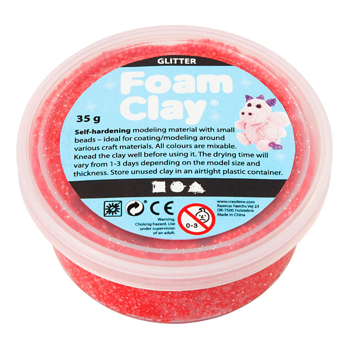 Foam Clay®, Glitzer, rot, 35 gr 1 Box