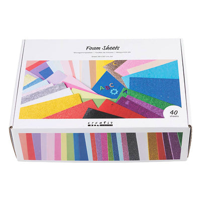 Creativ Company Schaumstoffplatten, A4, Blatt 210x297 cm, verschiedene Farben, 40 Blatt 1 Karton