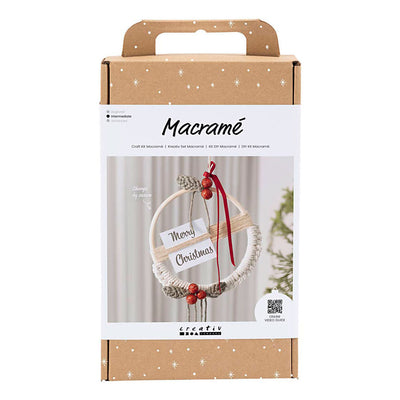 Creativ Company Hobby-Set Makramee, Weihnachtskranz, Moosgrün, Weihnachtsrot, gebrochenes Weiß, 1 Box