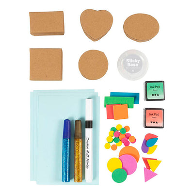 Creativ Company Hobby-Set Schaumstoffdruck, dekorierte Schachteln und Karten, Beige, Mittelgrün, Mint, leuchtendes Rot, 1 Box