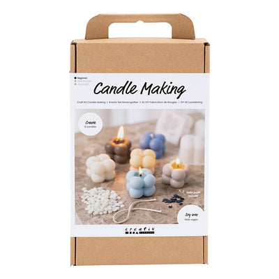 Creativ Company Hobby-Set Kerzenherstellung, Seifenblasen-Sojakerze, Beige, Hellblau, Creme, 1 Box
