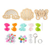 Creativ Company Mini-Hobby-Set Stickerei, Schmetterling, Muschel, Regenbogen, verschiedene Farben, 1 Box