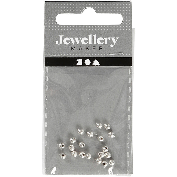 Creativ Company Endperlen für Memory-Draht, D 3 mm, Lochgröße 1 mm, versilbert, 20 Stück 1 Box