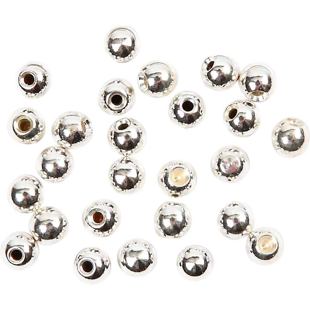 Creativ Company Endperlen für Memory-Draht, D 3 mm, Lochgröße 1 mm, versilbert, 20 Stück 1 Box