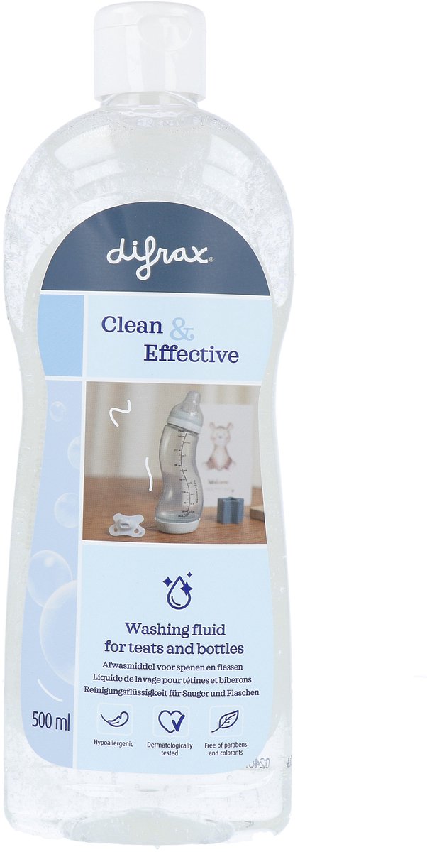 Difrax neutrales Babygeschirrspülmittel für Babyflaschen und Schnuller – 500 ml