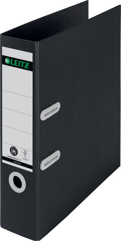 Leitz 180° Recycling-Ordner A4 – Rückenbreite 80 mm – 100 % recycelter Karton – Schwarz