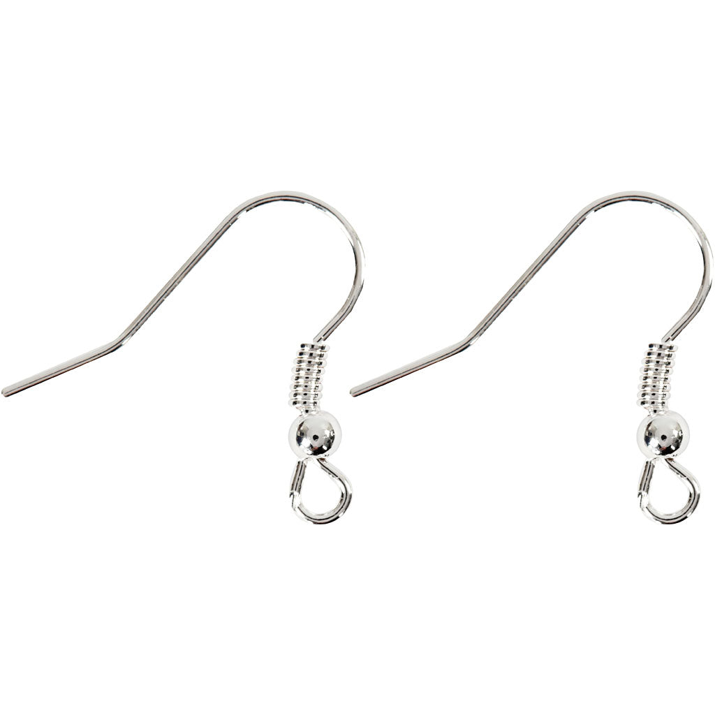 Creativ Company Ohrringhaken, L: 18 mm, Silber, 10 Stück 1 Box