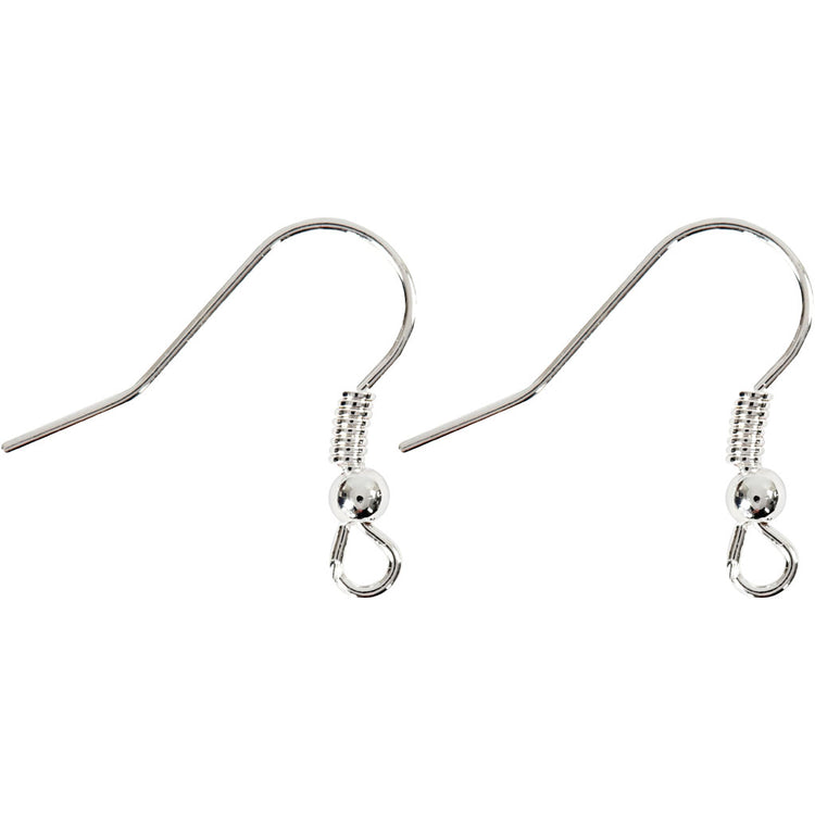 Creativ Company Ohrringhaken, L: 18 mm, Silber, 10 Stück 1 Box