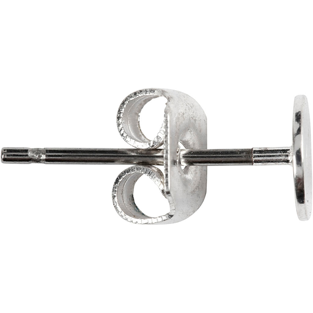 Creativ Company Ohrstecker, L: 13 mm, versilbert, 100 Stück, 1 Box