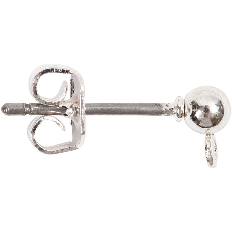 Creativ Company Ohrstecker, L: 13 mm, D 3,8 mm, Lochgröße 0,8 mm, versilbert, 10 Stück 1 Box