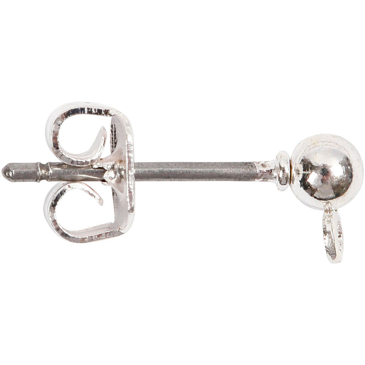 Creativ Company Ohrstecker, L: 13 mm, versilbert, 100 Stück, 1 Box