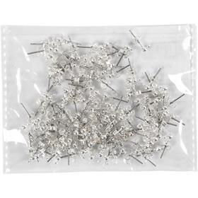 Creativ Company Ohrstecker, L: 13 mm, versilbert, 100 Stück, 1 Box