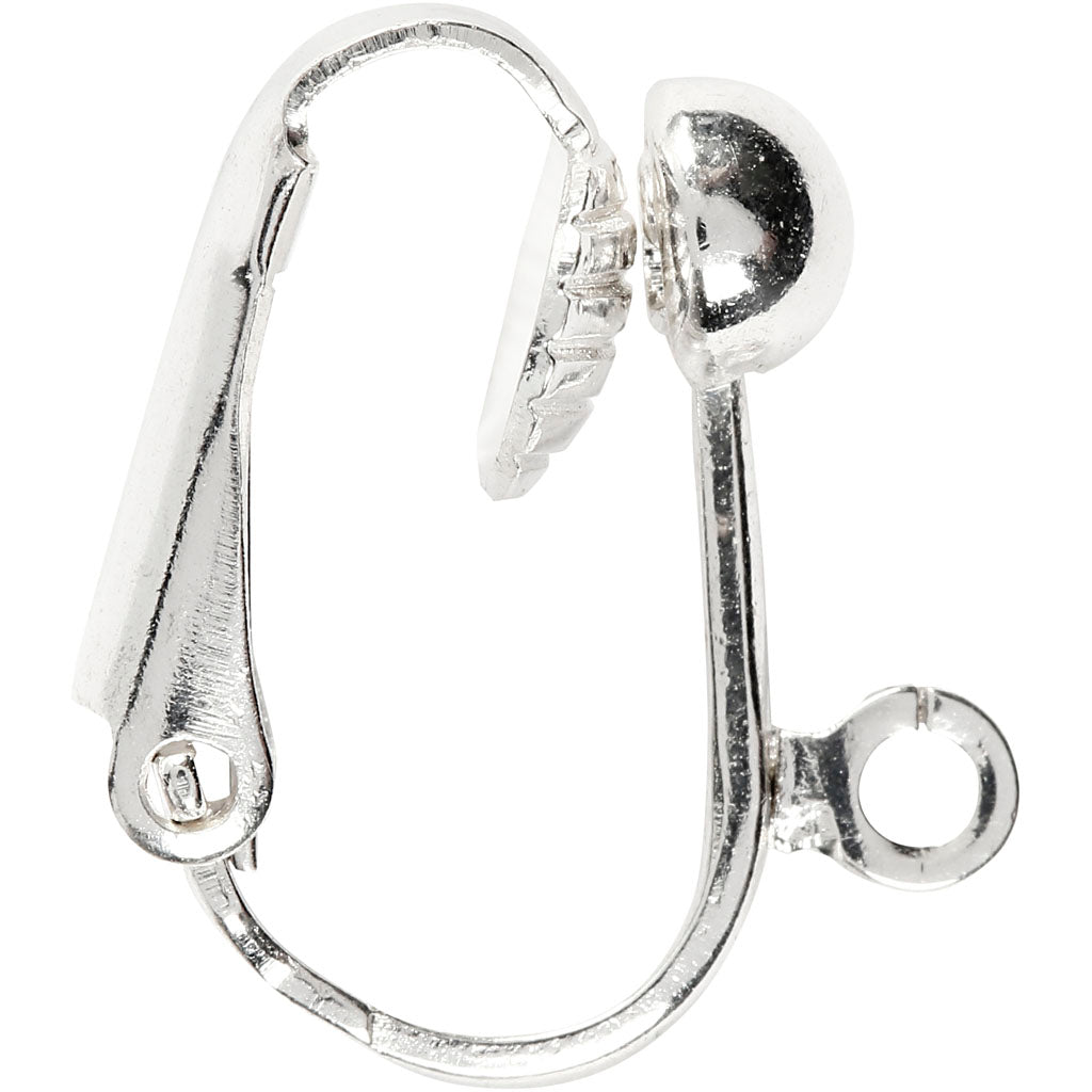 Creativ Company Clip-on-Ohrringe, L: 16,5 mm, b: 1,5 mm, Lochgröße 1,6 mm, silberbekannt, 40 Stück 1 Box