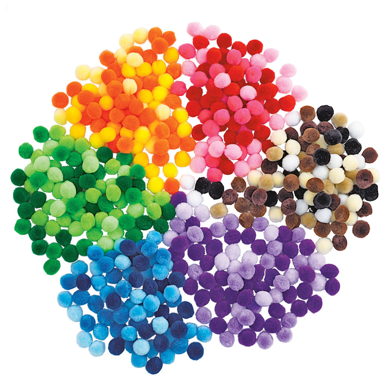 Färben - Pompomps 6 Farben, 1500st.
