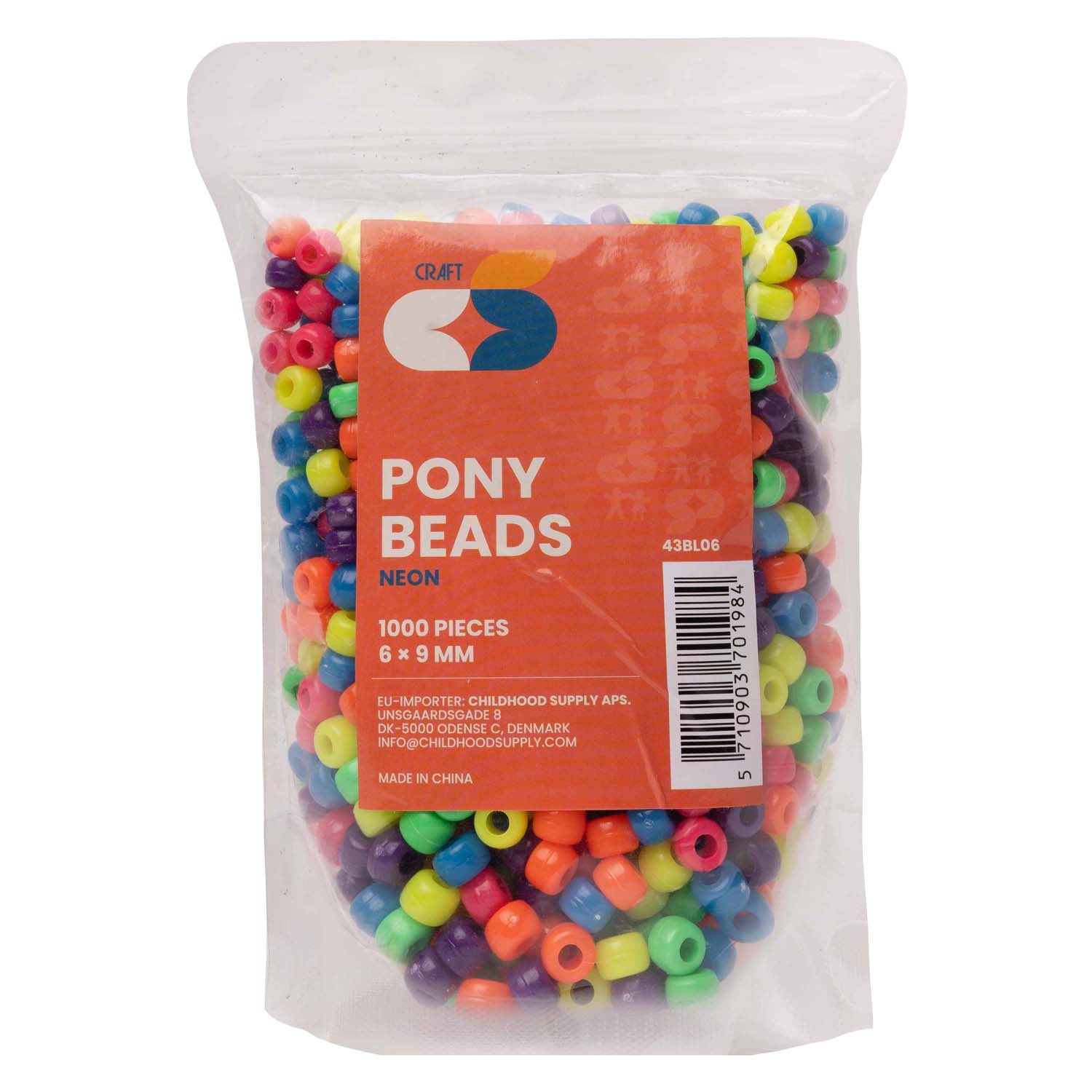 Farbgebiete - Pony Perlen Neon 6x9 mm, 1000st.