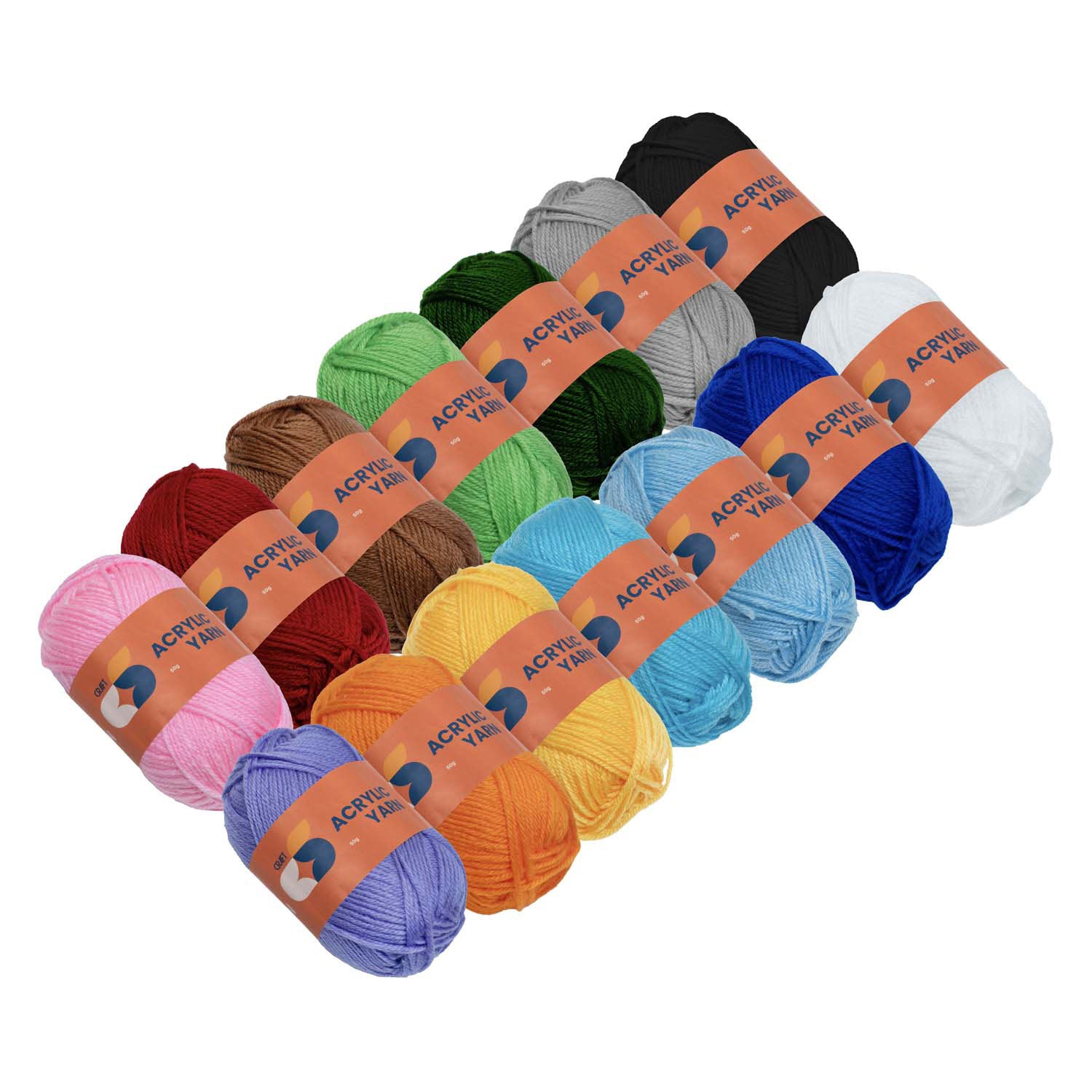 Färbung - Acrylgarn -Set - 14 Farben - 50 g pro Strang