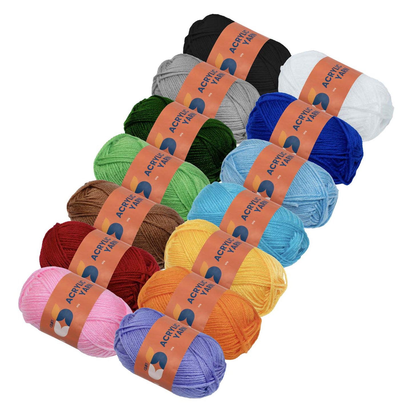Färbung - Acrylgarn -Set - 14 Farben - 50 g pro Strang
