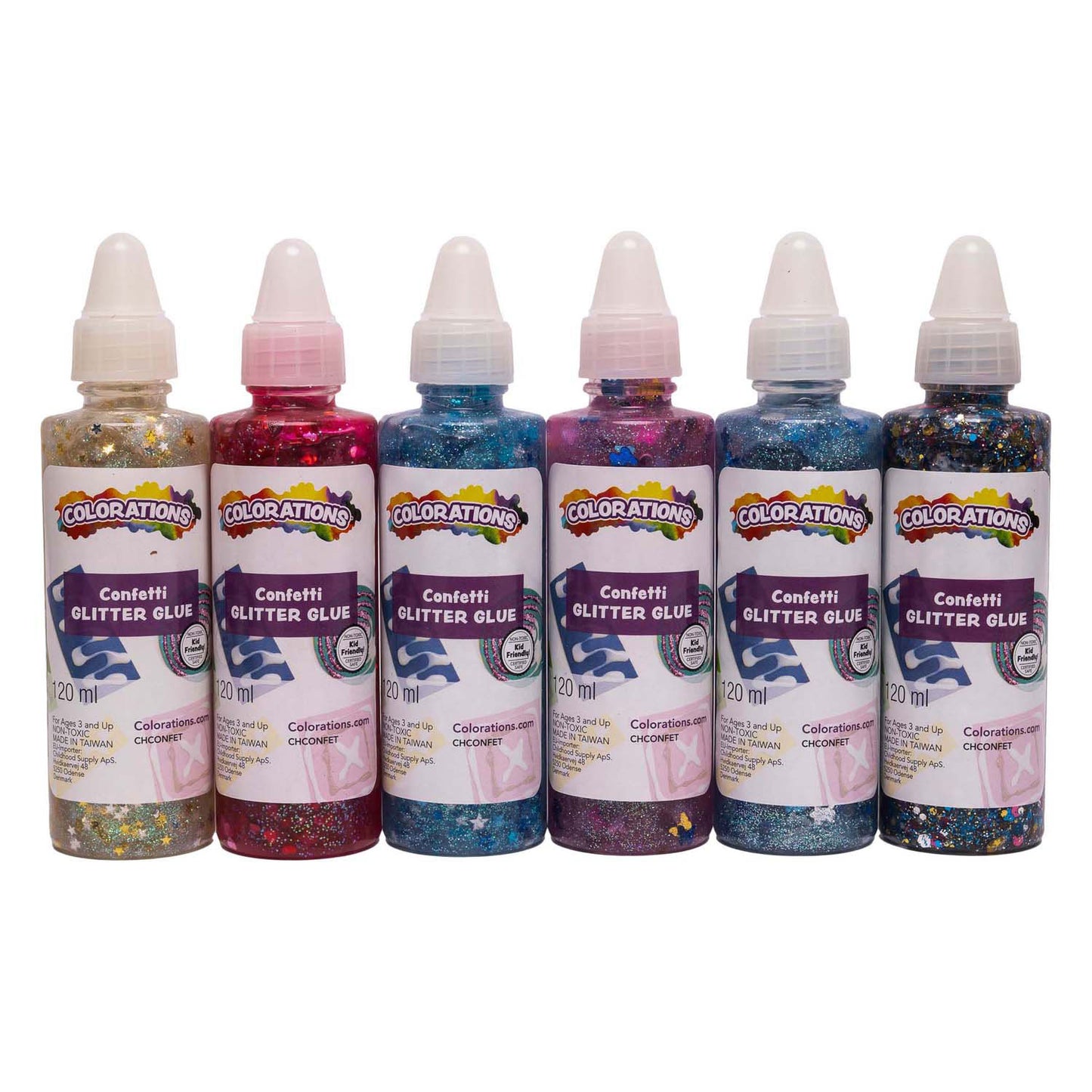 Farbgebiete - Konfetti Glitter Kleber 118 ml, 6st.