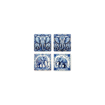 Untersetzer blau weißer Elefant 4er-Set