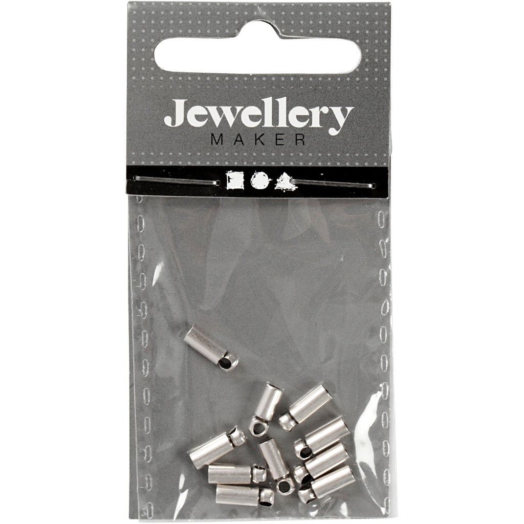 Creativ Company Endkappen, L: 8 mm, D 2 mm, versilbert, 10 Stück 1 Box