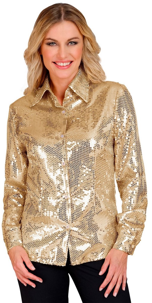 Finidi Goldbluse mit Pailletten Damen