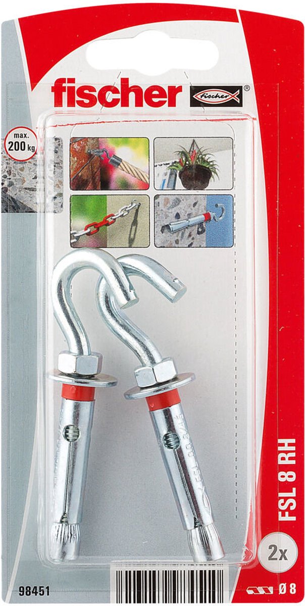 Fischer 98451, Keilanker, Beton, 8 mm, 2 Stück, Blister