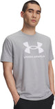 Under Armour UA Sportstyle Logo Update SS-Gry Herren-Sportshirt – Steel Light Heather – Weiß