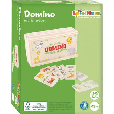Vedes spielt ein Dominospiel aus Holz mit 28 Brettern