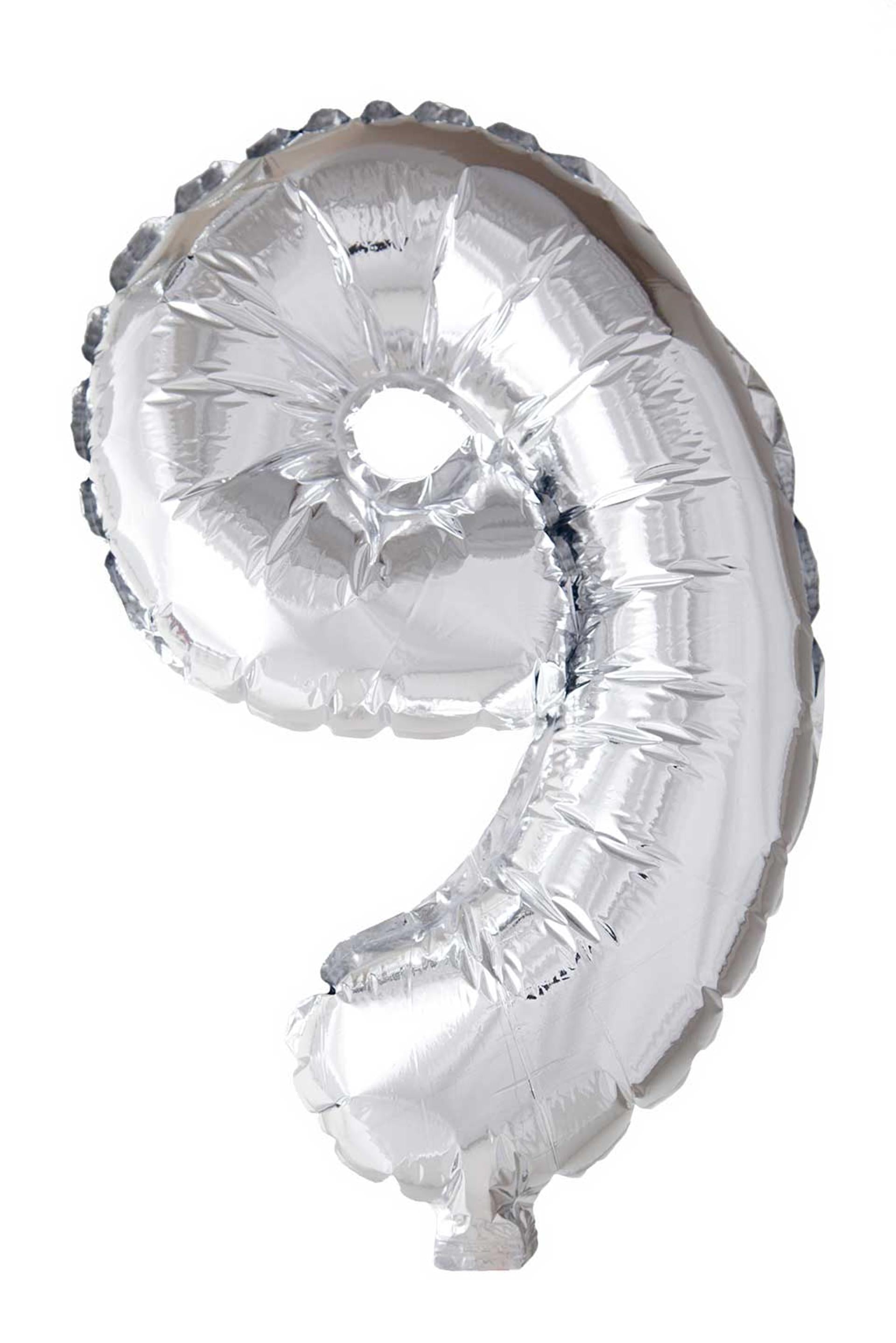 Globos Folienballon Zahl '9' silber 40cm