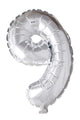 Globos Folienballon Zahl '9' silber 40cm