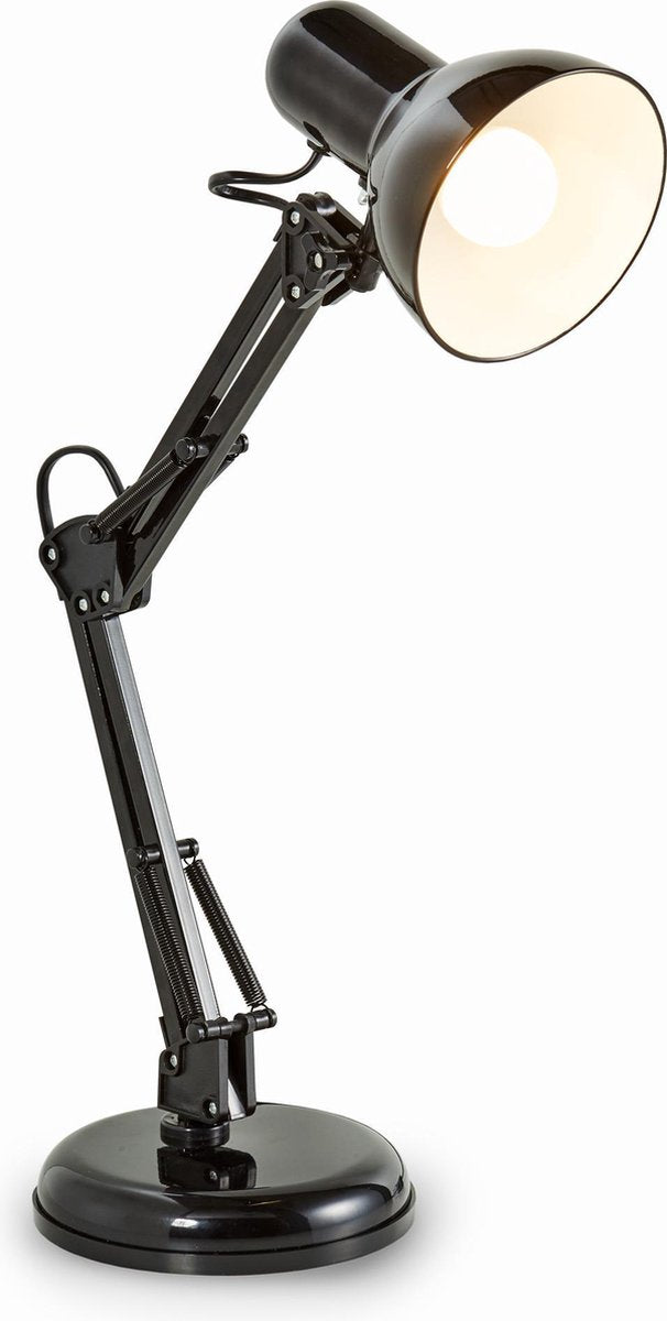 B.k.licht – schwarze Tischlampe – industrielle Schreibtischlampe – kippbares Retro-Metalldesign – Schreibtischlampe mit E14-Fassung – exkl. Lichtquelle