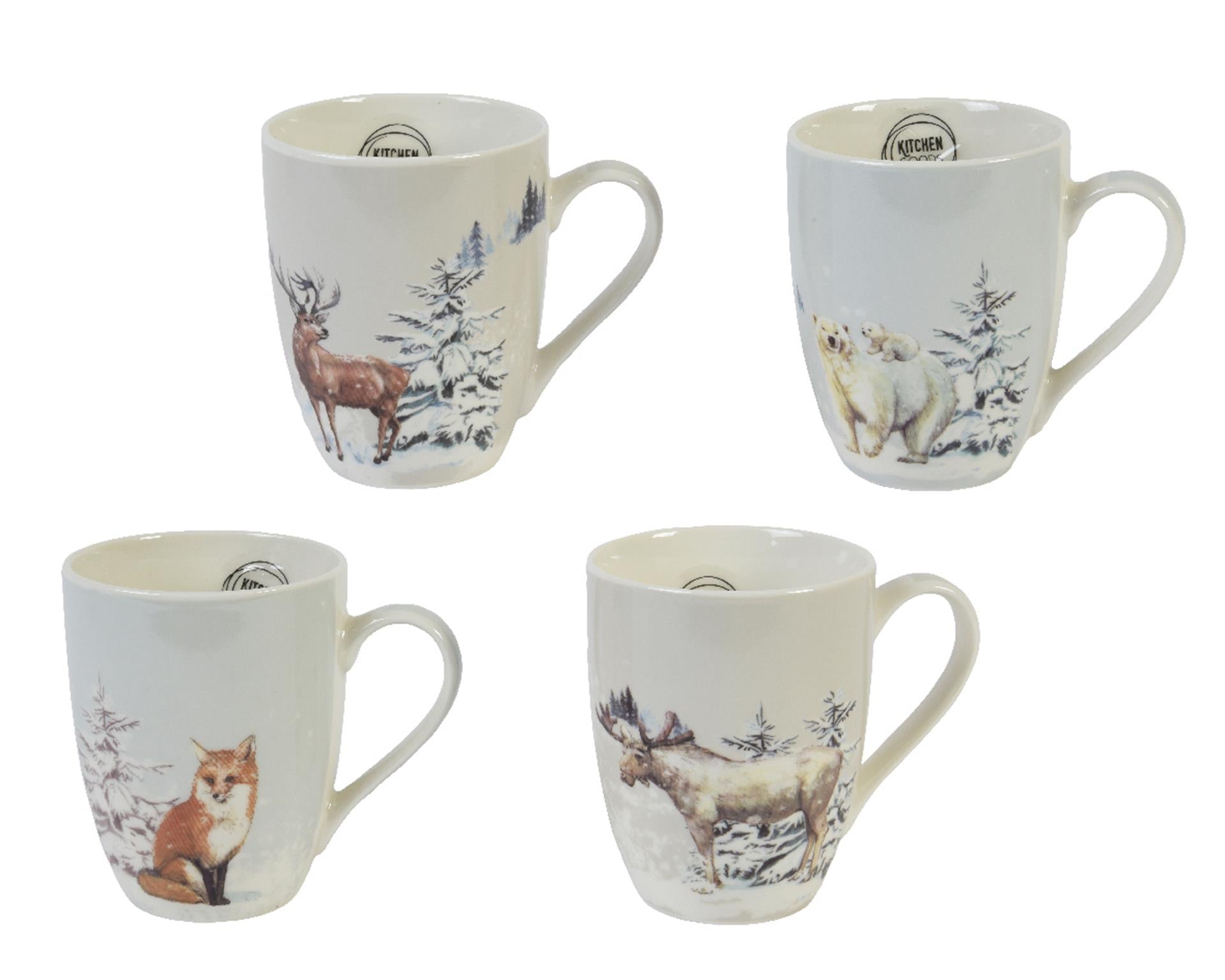 Decoris Weihnachtsbecher aus Porzellan mit Tiermotiv