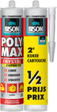 Bison Poly Max Crystal Express Tube 2x 300 Gramm – Duo-Verpackung, 2. Tube zum halben Preis, transparenter Montagekleber, Kleben, Montieren und Abdichten, einzigartige SMP-Technologie, lösungsmittelfrei, drinnen und draußen, fast alle Oberflächen
