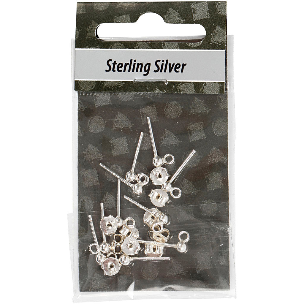 Creativ Company Oorsteker, L: 13 mm, Silber, 10 Stück 1 Box