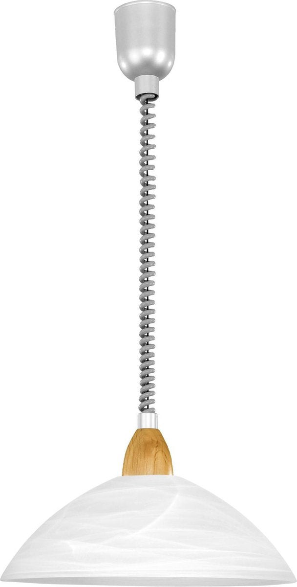 Eglo Lord 2 - Hängelampe - 1 Licht - ø360mm. - Silber, Nickel matt, Buche - Weiß