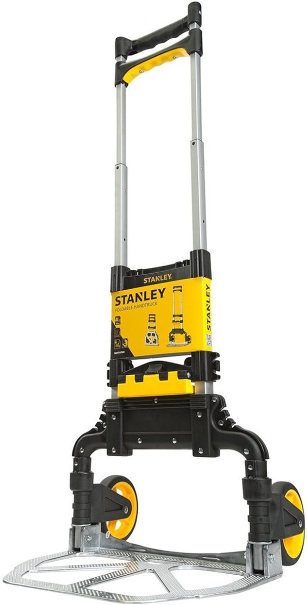 Stanley faltbarer Sackkarre SXWTD-FT501 – max. 60 kg – mit Kistenhalter – leichtes Aluminium – 40 x 41 x 100 cm – schwarz gelb
