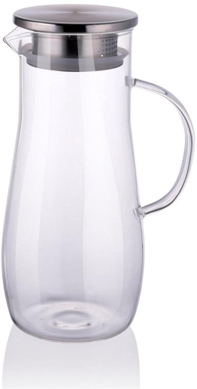 Alpina Karaffe mit Deckel 1,4 Liter Glas Edelstahl transparent silber