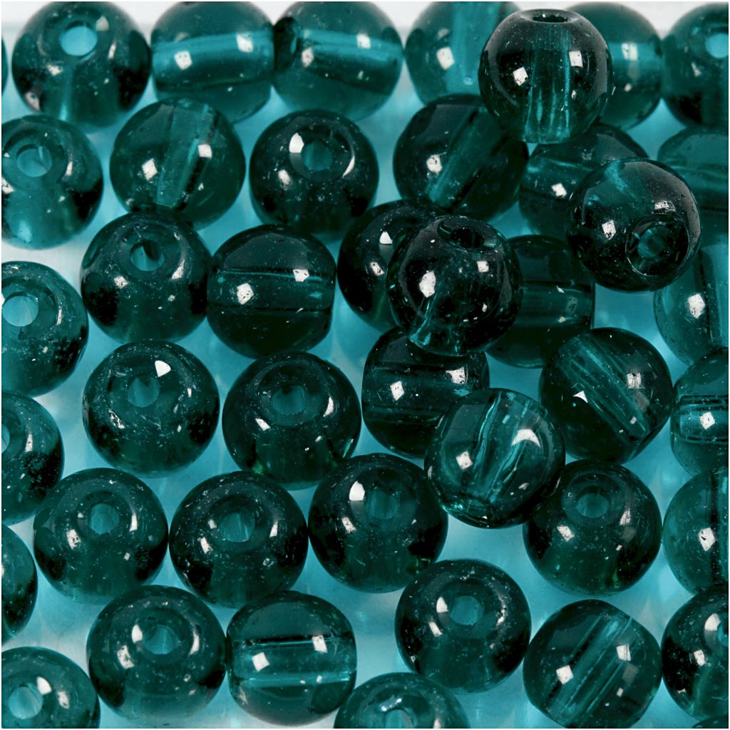 Creativ Company Glasperlen, D 4 mm, Lochgröße 1 mm, grün, 45 Stück 1 Box