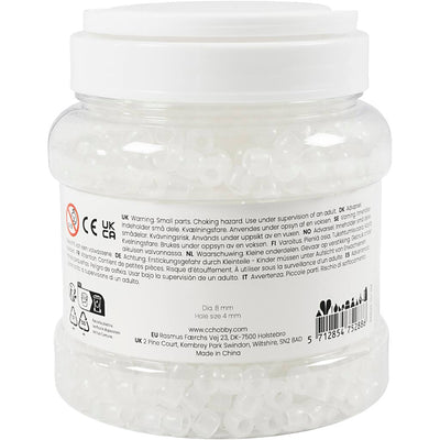 Creativ Company UV-Perlen, L: 6 mm, D 8 mm, Lochgröße 4 mm, ca. Über 1800 Stück, verschiedene Farben, 320 g, 700 ml, 1 Karton