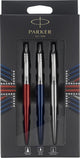 Parker Jotter London Trio Discovery Geschenkset mit Stiften und Bleistift: Kugelschreiber (königsblau), Gelstift (roter Kensington) und Druckbleistift (Edelstahl)