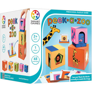 Smartgames Peek-a-Zoo – Lern-Stapelspiel – 48 räumliche Rätselaufgaben – Solospiel für Kleinkinder – ab 2 Jahren